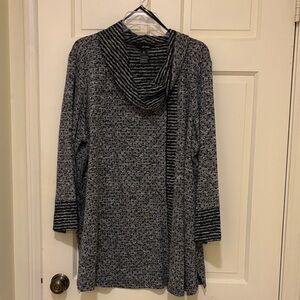 Ali Miles Black and Gray Cowl Neck Sweater